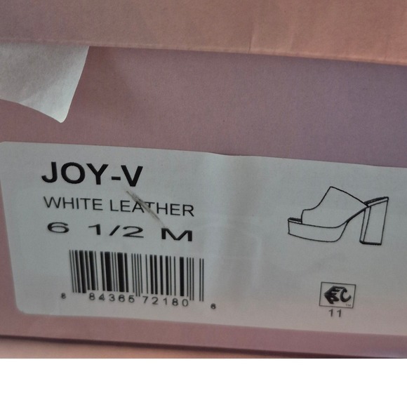 Lisa‎ & Vicky White Leather Platform Mules Cork Heel Size 6.5 Open Toe - Picture 7 of 7